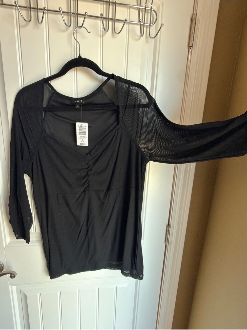 torrid Black Long-Sleeve Sheer-Panel Top